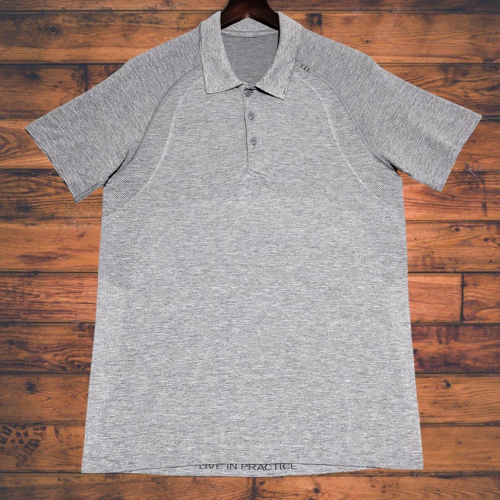 Lululemon Live In Practice Polo Shirt Men's Size Medium Gray Lightweight Stretch
